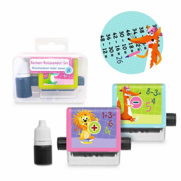 ABC-5 Rechen-Rollstempel-Set 2-teilig,3-fach sortiert