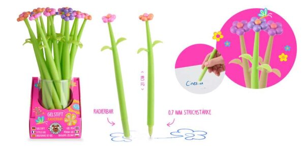 GF-6 Gelstift Wackelblume radierbar, 3-fach sortiert