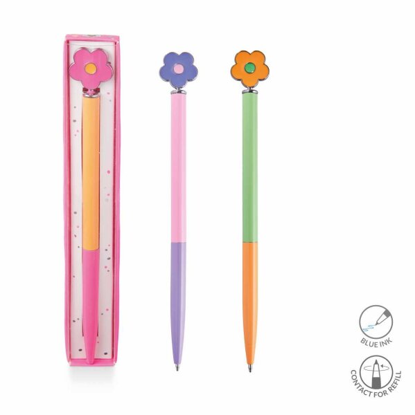 GFH Metall-Kugelschreiber Flower-Power, 3-fach sortiert