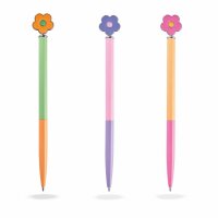 GFH Metall-Kugelschreiber Flower-Power, 3-fach sortiert