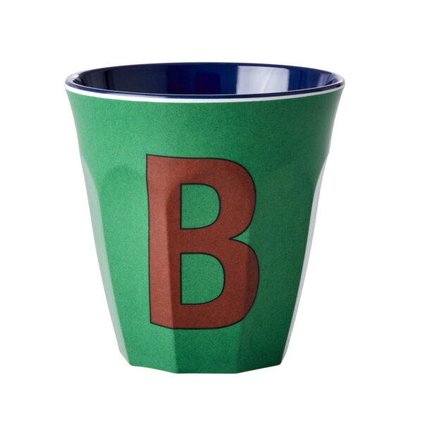 rice Melamine Cup with the Letter B - Forest Green - Medium - 250 ml