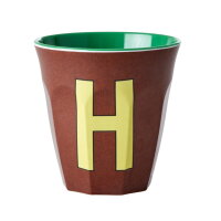rice Melamine Cup with the Letter H - Brown - Medium -...