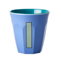 rice Melamine Cup with the Letter I - New Dusty Blue -...