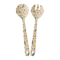 rice Melamine Salad Spoon and Fork with Wild Flowers Print